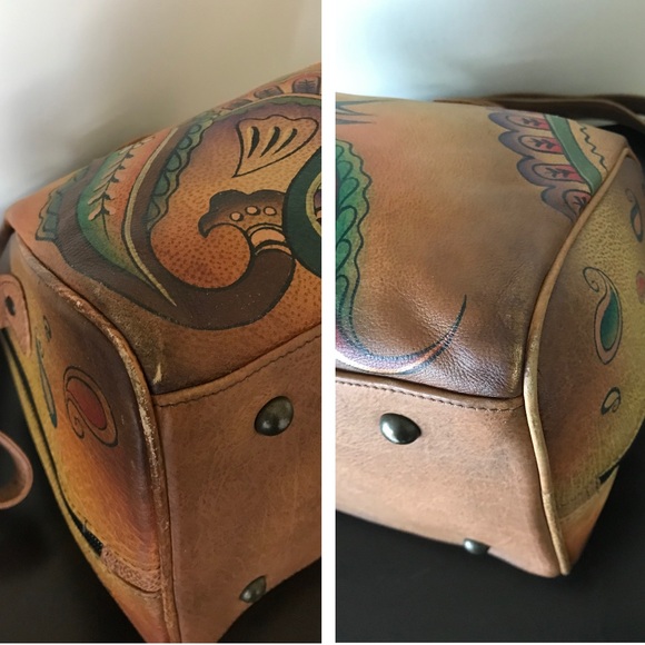 Anuschka Leather Satchel Crossbody Purse - Picture 7 of 15